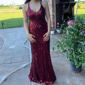 Burgandy Sequin Prom/Pageant Dress